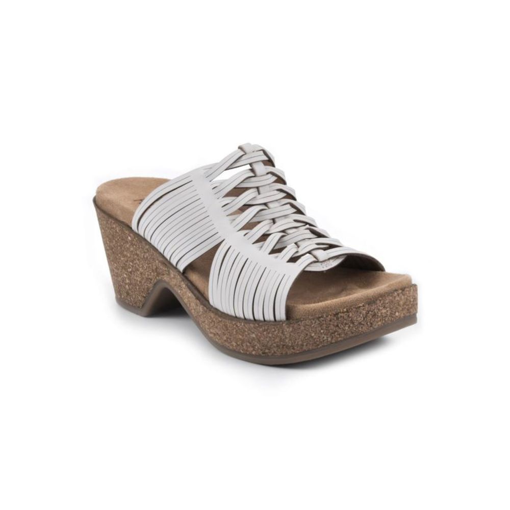 WHITE MOUNTAIN FOOTBEDS Womens White 1" Platform CorkCrete Wedge Sandals 8 M